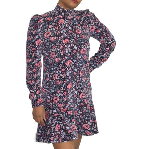 Rebecca Taylor Dresses & Skirts - Rebecca Taylor La Vie Dress Purple Floral Puff Sleeve Drop Waist Mini Size XS